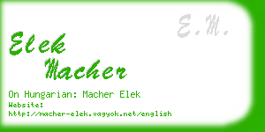 elek macher business card